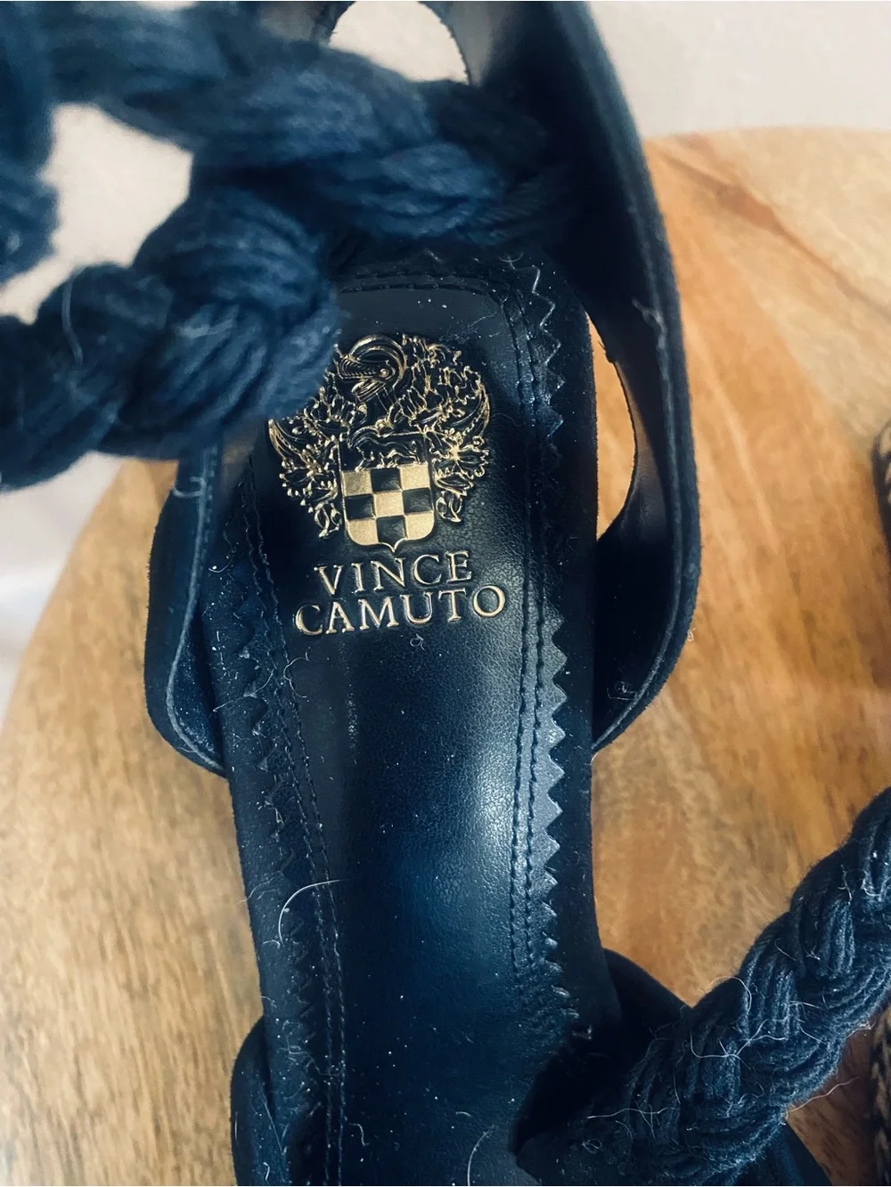 Vince Camuto Black Braided Espadrille Platform Sandals
